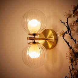 Leirah Ribbed 2 Light Wall Light - thumbnail 2