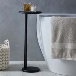 Elements Matt Black Bath Side Table - thumbnail 1
