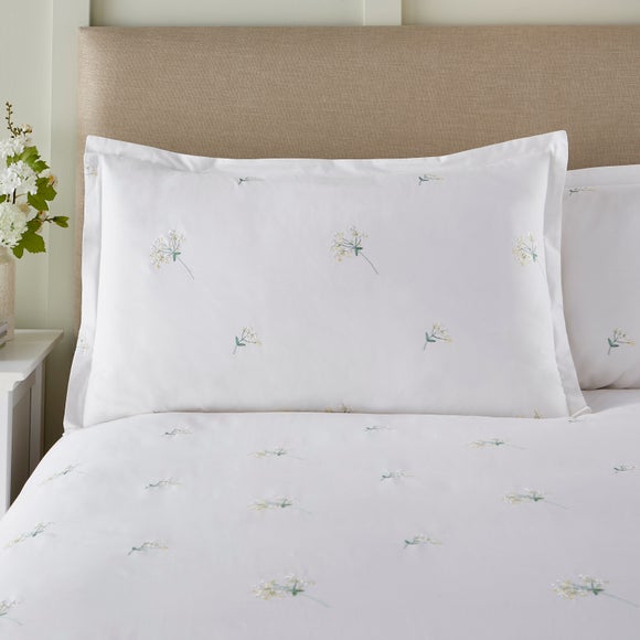 Emma Cow Parsley Embroidery 100% Cotton Sateen Oxford Pillowcase - image 1