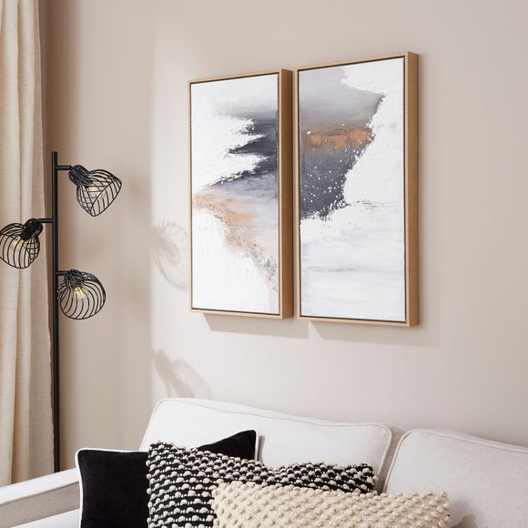 Set of 2 Waves Framed Canvases - image 1