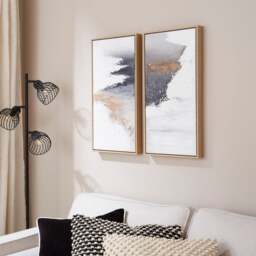 Set of 2 Waves Framed Canvases - thumbnail 1