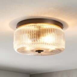 Tobias Ribbed Bathroom Flush Ceiling Light - thumbnail 1