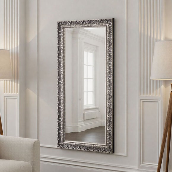 Yearn Carved Antique Bevelled Full Length Wall Mirror - image 1