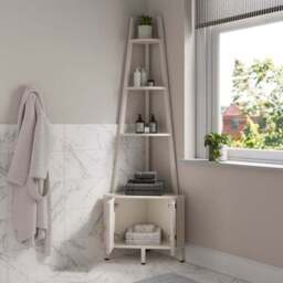 Elsie Corner Ladder Shelf with Door - thumbnail 2