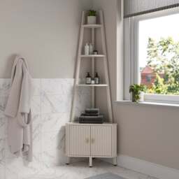 Elsie Corner Ladder Shelf with Door - thumbnail 1
