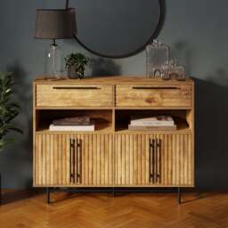 Bryant Hallway Console Table with Shoe Storage, Mango Wood Effect