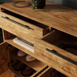Bryant Hallway Console Table with Shoe Storage, Mango Wood Effect - thumbnail 3