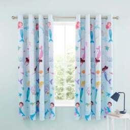 Catherine Lansfield Mermaid Fully Reversible Eyelet Curtains - thumbnail 2