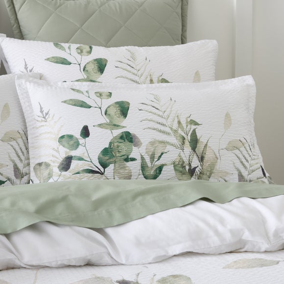 Foliage Seersucker Green Oxford Pillowcase - image 1