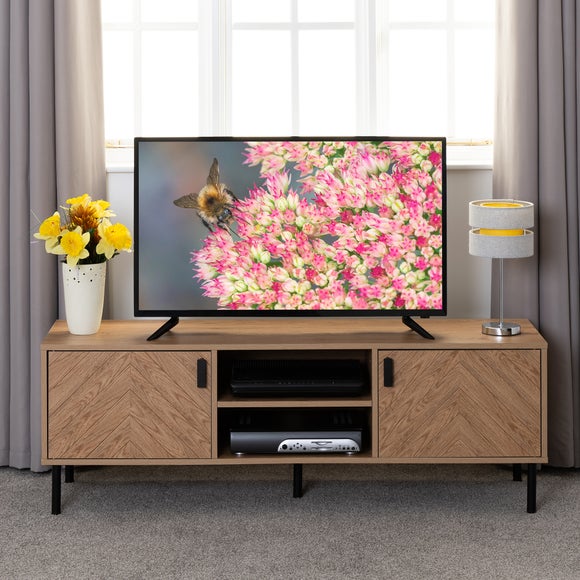 "Leon 2 Door TV Unit Stand for TVs up to 65"", Oak Effect" - image 1