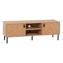 "Leon 2 Door TV Unit Stand for TVs up to 65"", Oak Effect" - thumbnail 2