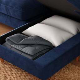 Beatrice II Matte Velvet 4 Seater Corner Storage Sofa Bed - thumbnail 3