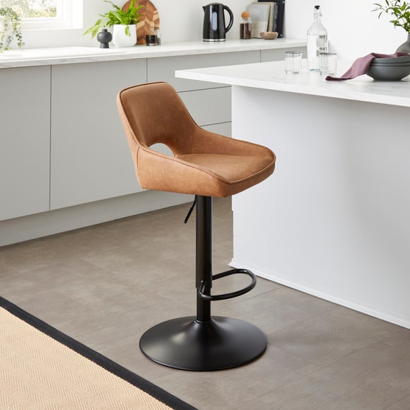 Harlan Height Adjustable Barstool, Faux Leather - image 1