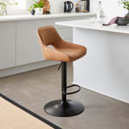 Harlan Height Adjustable Barstool, Faux Leather
