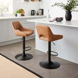 Harlan Height Adjustable Barstool, Faux Leather - thumbnail 2