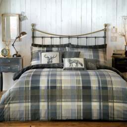 Dreams & Drapes Lodge Connolly Check 100% Brushed Cotton Duvet Cover & Pillowcase Set - thumbnail 1