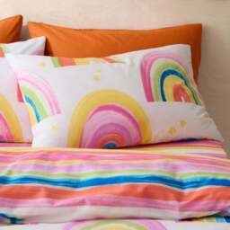 Watercolour Rainbow 100% Cotton Reversible Duvet Cover and Pillowcase Set - thumbnail 2