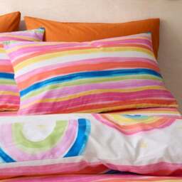 Watercolour Rainbow 100% Cotton Reversible Duvet Cover and Pillowcase Set - thumbnail 4