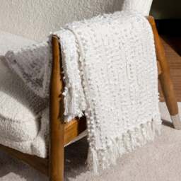 Arvo Boucle Polycotton Yarn Throw Blanket 130cm x 180cm - thumbnail 1