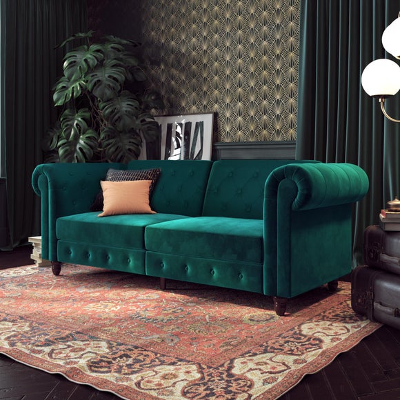Felix Velvet Chesterfield Double Sofa Bed - image 1