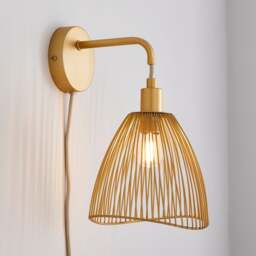 Elements Jaula Rattan Plug In Wall Light - thumbnail 1