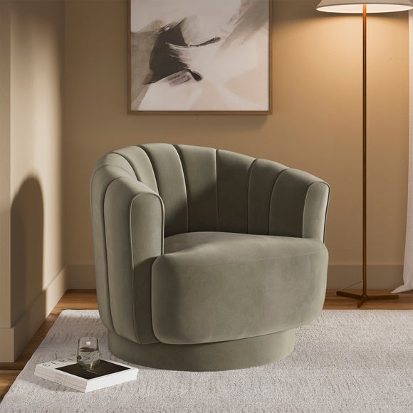 Carmen Quilted Velvet Swivel Chair - image 1