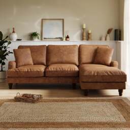 Beatrice Relaxed Faux Leather Corner Chaise Sofa - thumbnail 1