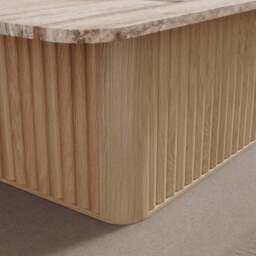 Lucin Travertine Effect Rectangular Coffee Table - thumbnail 4