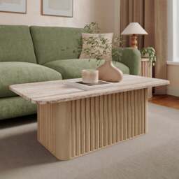 Lucin Travertine Effect Rectangular Coffee Table