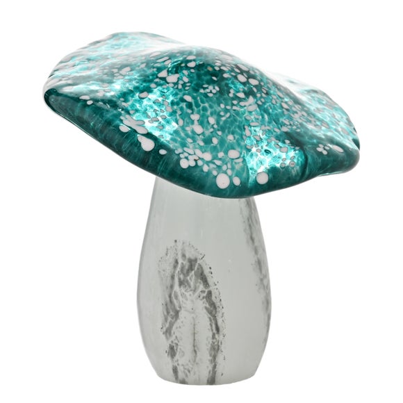 Objets d'Art Glass Teal Toadstool Ornament - image 1