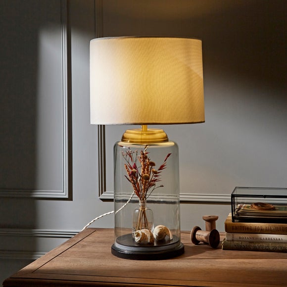 Antique Brass Glass Jar Table Lamp by Dunelm