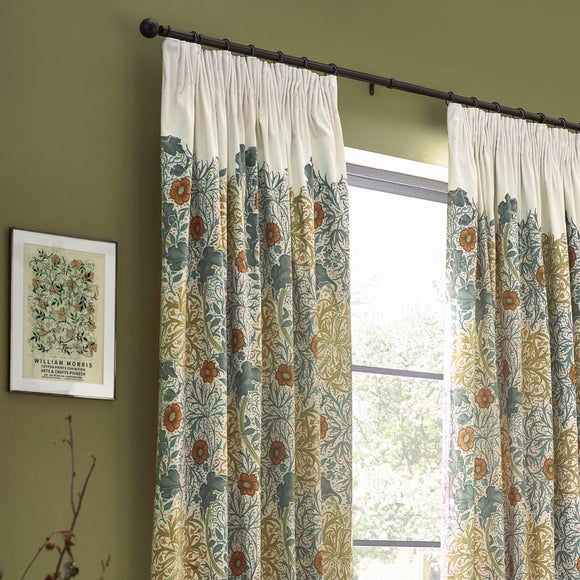 Morris & Co. Seaweed Matte Velvet Pencil Pleat Curtains - image 1