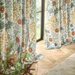 Morris & Co. Seaweed Matte Velvet Pencil Pleat Curtains - thumbnail 4