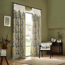 Morris & Co. Seaweed Matte Velvet Pencil Pleat Curtains - thumbnail 2