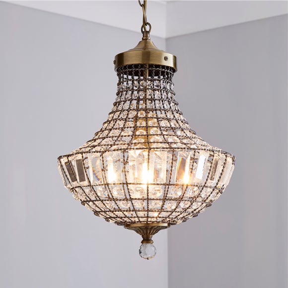 Knightsbridge Crystal Antique Brass Chandelier - image 1