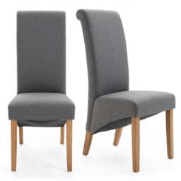 Chester Set of 2 Dining Chairs, Herringbone Fabric - thumbnail 1