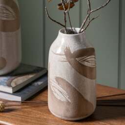 Colly Reactive Striped White Stoneware Vase - thumbnail 1