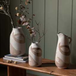 Colly Reactive Striped White Stoneware Vase - thumbnail 3