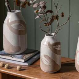 Colly Reactive Striped White Stoneware Vase - thumbnail 2