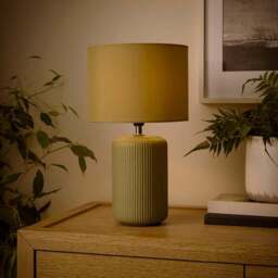 Lea Ribbed Ceramic Table Lamp - thumbnail 2