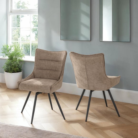 Lewis Set of 2 Swivel Dining Chairs, Fabric - image 1