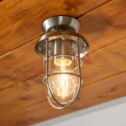 Barker Industrial Indoor Outdoor Flush Ceiling Light - thumbnail 1