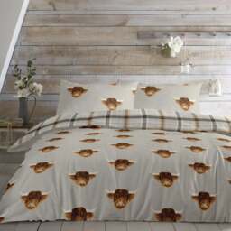 Fusion Highland Cow Reversible Duvet Cover & Pillowcase Set - thumbnail 1
