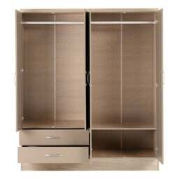 Nevada 4 Door 2 Drawer Wardrobe, Mirrored - thumbnail 4