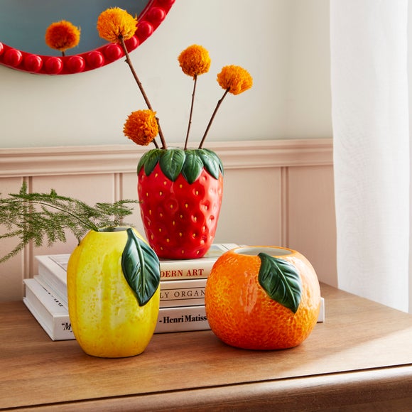 Set of 3 Fruit Shaped Ceramic Vases