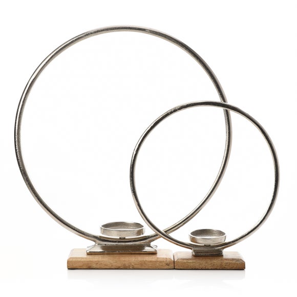 Hestia Set of 2 Metal Hoop Candlestick Holders - image 1