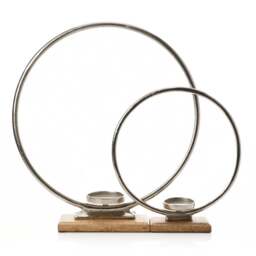 Hestia Set of 2 Metal Hoop Candlestick Holders - thumbnail 1