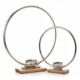 Hestia Set of 2 Metal Hoop Candlestick Holders - thumbnail 2
