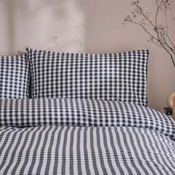 Portloe Woven Gingham 100% Cotton Duvet Cover & Pillowcase Set - thumbnail 4