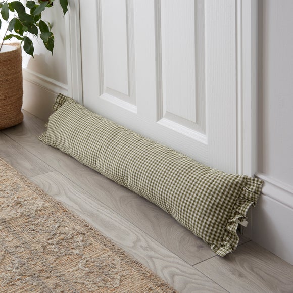 Gingham Frill Cotton Draught Excluder - image 1